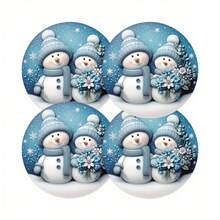 Merry Christmas 2D Printed Non-Slip Coaster, Christmas Snowman & Holiday Elements Design, Suitable For Home Kitchen Decor Accessories, Outdoor Garden Supplies, Various Holiday Parties, Christmas Gifts - PET Coaster - 1873 - View 11