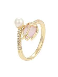 A Tulip Bud Pearl Opal Ring - Yellow Gold - View 3