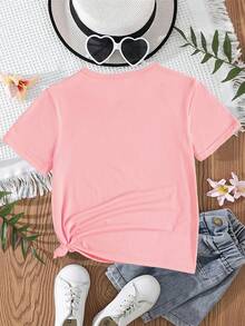 Versatile And Modern Casual T-Shirt For Girls With A Print Of The Phrase "My Grandmother Is My Best Friend". - 黑色 - 查看 3