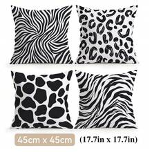 4pcs/1pc Black & White Animal Texture Pattern Pillow Covers, Single-Sided Printed Pillow Covers, Suitable For Living Room, Bedroom, Home Decor, All-Season Pillow Covers - Multicolor - View 15