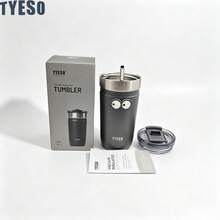 TYESO Yeso 不鏽鋼保溫馬克杯 磨砂保溫杯附吸管 防漏咖啡杯 適用冰飲與熱飲 真空保溫 附眼睛貼紙 - 彩色 - 查看 6