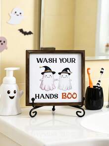 1pc Ghost BOO Halloween Desktop Decor Ornament, Suitable For Halloween Party Decoration, Bathroom Decor, Ghost Hand Washing Pattern Halloween Decor Ornament, Home Decor, Halloween Party Supplies, Trick Or Treat Halloween Decor Ornament, Coffee Shop Decor, Halloween Bedroom Decor, Autumn Decor, Halloween Home Decor, Winter Decor, Halloween Gift, Party Gift, Christmas Decor - Multicolor - View 7