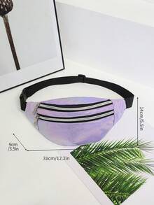 Bolso de cintura con doble cremallera para mujer, funda para teléfono estilo callejero, bolso deportivo ligero cruzado para el pecho - A - Ver 6