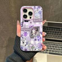 Collage de mariposas moradas de Shinobu Kochofunda de teléfono Fundas compatibles con ,Apple,VIVO,OPPO,,, y Honor.Fabricadas en silicona TPU,ofrecen protección contra golpes y caídas. - Morado - Ver 2