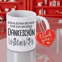 Taza de café reutilizable de cerámica de 1 pieza y 11 oz con patrón floral y logo en alemán, regalo de Halloween, regalo de Acción de Gracias, regalo festivo, regalo de cumpleaños, regalo de Navidad, para leer, hogar, tiempo de ocio, oficina, agua - Imagen 1 pieza - Ver 2
