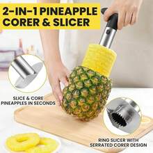 1pc Stainless Steel Pineapple Corer, Pineapple Core Remover, Easy-To-Use Peeler, Rust-Resistant Reinforced Stainless Steel Sharp Blade, Fruit Slicer Tool, Detachable Handle, Kitchen Essential, Corer (Random Color) - Multicolor - View 4