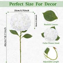 Artificial White Hydrangea Bouquet, High-Quality Faux Flowers, Suitable For DIY Wedding Flower Basket, Bridal Bouquet, Birthday Party, Outdoor Home Decor, Holiday Gift, Also For Home Restaurant, Bedroom, Holiday Birthday Party, Outdoor Garden Decor, Spring Decor, Garden Decor - White - View 3