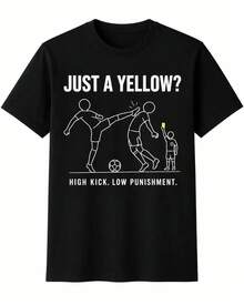 Vintage Oversized Unisex T-Shirt, Funny Soccer Foul Meme Tee, Y2K Sports Fan Tee,  And Cute Urban Style Top, Match Day Outfit - 黑色 - 查看 2
