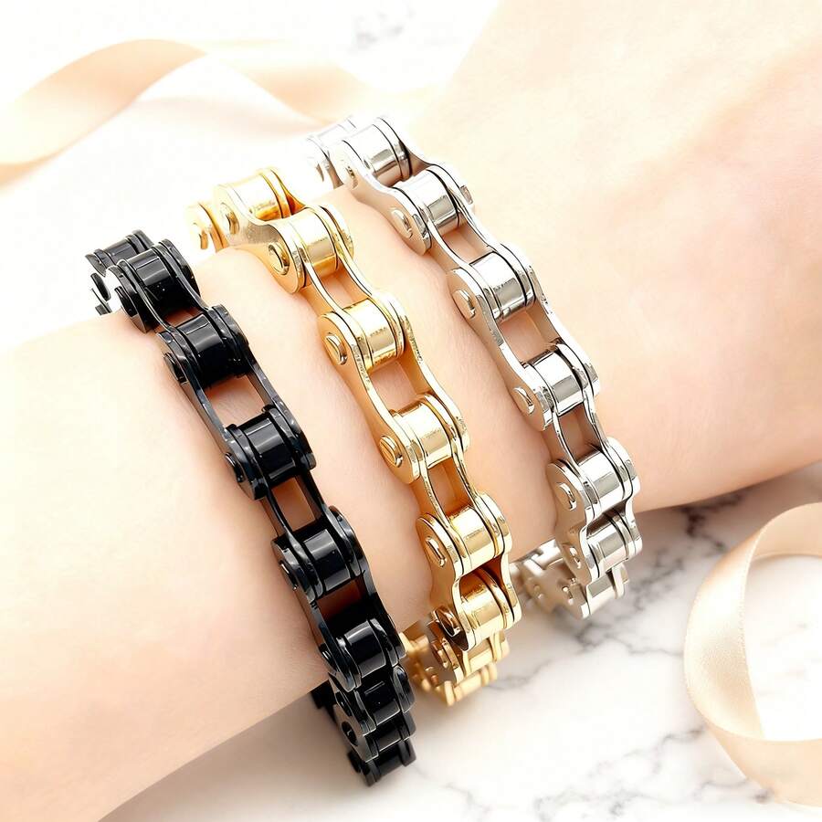 1pc Personalized Bicycle Chain Iron Metal Bracelet, Hip Hop Punk Style, Unisex - Bracelet - View 1