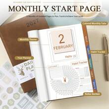 2027 Self-Discipline Planner, 320 Pages High-Quality Faux Leather Cover, Multi-Color Design Monthly & Weekly Dual Layout, Portable Compact Size, Adult Time Management & Goal Tracking, Challenge Yourself School Supplies - A5 - View 9