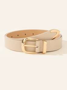 1pc Classic Buckle Belt, Solid Color Elegant PU Leather Belt, Can Be Matched With Skirts And Pants, Suitable For Daily Commute Or Casual Outings, Fashion Design Minimalist Style, College, Daily Belt - Multicolor - View 13