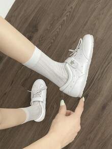 NZNF Premium Flat German Training Shoes For Women, New Autumn Style, Versatile Sports Shoes To Match With Skirts - White - View 5