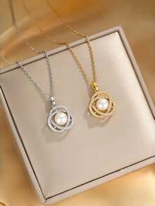 1pc Fashion Versatile Women's Niche Pearl Necklace - Luxurious Women's Charming Jewelry, Suitable For Daily And Party Wear - Multicolor - View 3