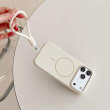 1pc Minimalist Silicone Matte Liquid Magnetic Phone Case With Short Lanyard, Compatible With IPhone 17 Pro Max/17 Pro/17/16 Pro Max/16 Pro/16/16 Plus/15/15 Pro Max/15 Pro/15 Plus/14 Pro Max/14 Pro/14 Plus/14/13 Pro/13 Pro Max/13/12 Pro/12 Pro Max/12/11, Wireless Charging Soft Silicone Back Cover, Professional Office Gift - Baby Pink - View 4