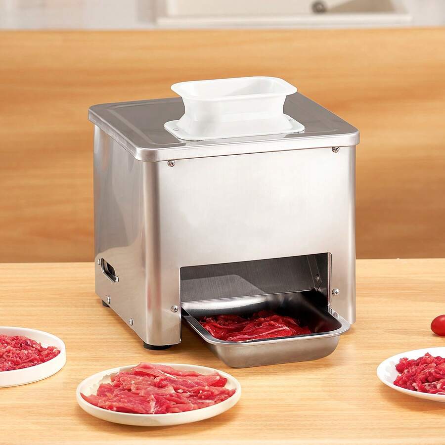 Meat Cutter Machine, 550W Meat Slicer, 350 Lb/H Commercial Meat Cutting Machine, Stainless Steel, 3.5 Mm Thickness, Electric Food Cutting Slicer For Home Kitchen, Restaurant, Supermarket - Silver - View 1