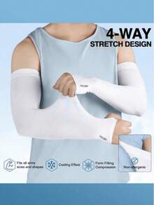 3 Pairs UV Protection Arm Sleeves, UPF 50+, Sports Compression Cooling, Unisex, Basketball Sleeves, School Halloween Accessories, Winter Gloves - Multicolor - View 5
