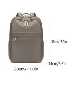 Women's Nylon Solid Color Quilted Large Capacity Versatile Backpack, Simple Casual Student Bag, Storage Travel Bag, Commuter Bag - Khaki - View 6