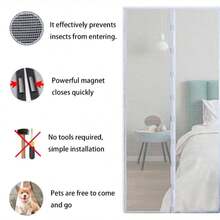 1 pezzo Zanzariera magnetica per porta, zanzariera estiva aggiornata, design senza foratura, tenda zanzariera in rete - anti-zanzare e traspirante, stile classico, adatta per camera da letto, soggiorno, porta e finestra di camper, fornita con gancio e anello! Uso interno ed esterno, zanzariera - A - Visualizzare 4