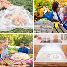 2/1pc White Foldable Food Cover, Breathable Mesh Dust-Proof And Fly-Proof Cover For Home Kitchen Cooked Food, Fruits And Vegetables - Multiple Styles - View 5
