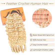 613 Human Crochet Hair Pre-Separated Invisible Burmese Curly Feather Crochet Human Hair Reusable Remy Hair Extensions Wet And Wavy Water Wave With Spiral Curl Miracle Knots Hair For Women - S613 - View 5