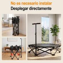Cama elástica plegable para fitness, con 3 alturas de barra ajustables, marco de metal reforzado, apta para patio, interiores y exteriores - Trampolín hexagonal - Ver 7