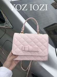 Korean Niche Design Ins Style Sweet Cute Commute Outing Daily Shopping Rhombus Small Square Chain Bag 2026 New Versatile Fashion Minimalist Shoulder Handheld Crossbody Bag - Pink - View 1