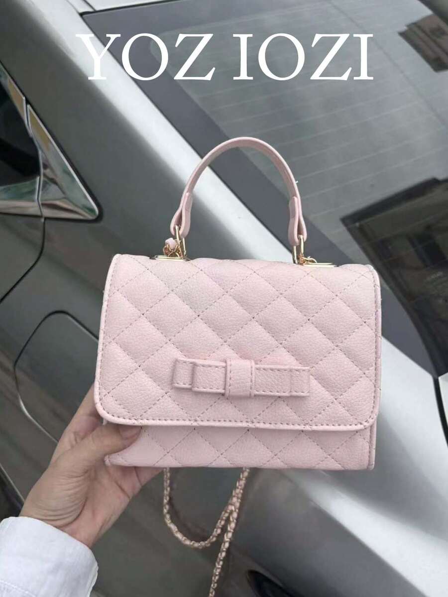 Korean Niche Design Ins Style Sweet Cute Commute Outing Daily Shopping Rhombus Small Square Chain Bag 2026 New Versatile Fashion Minimalist Shoulder Handheld Crossbody Bag - Pink - View 1