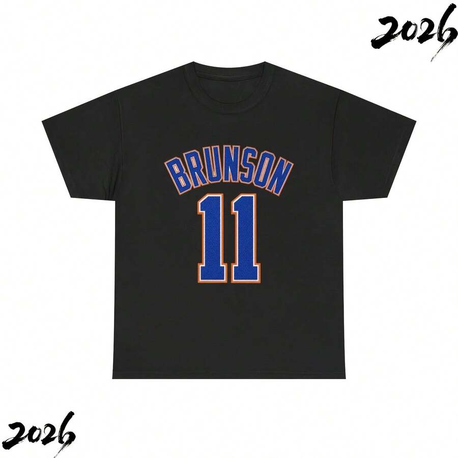 Jalen Brunson New York T Shirt  Basketball Jersey Tee - Schwarz - Übersicht 1