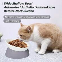 Ravitat 3Pcs Elevated Cat Food Bowl - Adjustable, Anti-Slip Anti-Noise, Protects Pet's Spine - Thickened Plastic, 17 Oz - Light Blue Black Grey - View 2