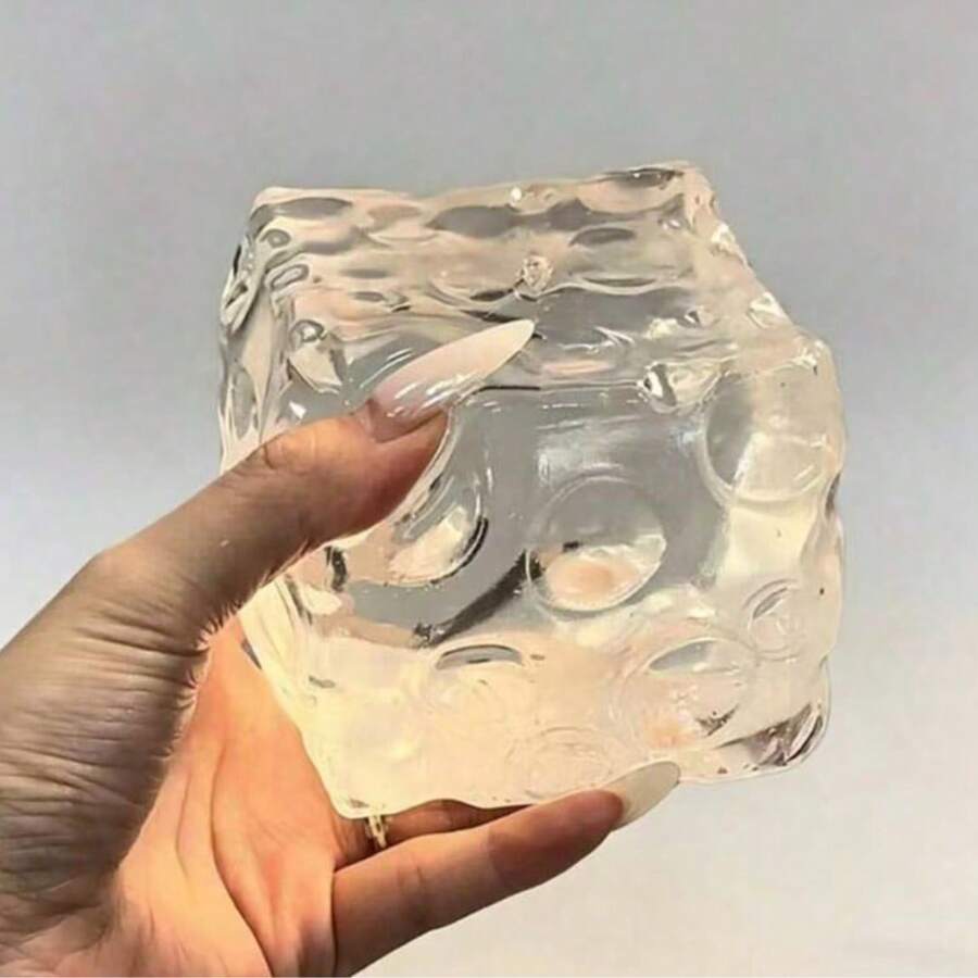 1件軟起司擠壓玩具，透明方形麥芽糖壓力釋放玩具，慢回彈材質，成人握力玩具 - 彩色 - 查看 1