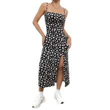Nuevo Vestido Bodycon Mini con Estampado de Margaritas, Sin Tirantes, con Abertura en el Pecho, para Mujer, Primavera/Verano - Morado - Ver 5