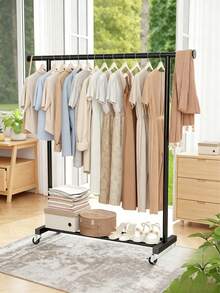 Standard Floor Clothes Rack, Constructed With Thickened 25mm Steel Pipes For Stable Load-Bearing Capacity, Equipped With Universal Casters For Easy Movement And An Extended Crossbar, Suitable For Bedrooms, Laundries And Living Rooms - A - View 6