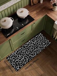 1pc Premium Gray Leopard Print Kitchen Anti-Slip Mat 3.5mm, Cuttable, Absorbent Anti-Fatigue Diatomaceous Earth Floor Mat, Bathroom Floor Mat, Hallway Small Rug, Kitchen, Bathroom, Entryway, Living Room, Outdoor Garden, Indoor Mat - View 16