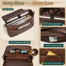 PU Laptop Messenger Bag 15.6 Inch, Waterproof Vintage Briefcase, Large Work Shoulder Bag For Office University Travel Computer - Brown - View 4