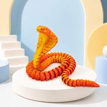 Realistic Movable 3D Printed Cobra Snake, Multi-Color Gradient Full Body Coiling Creative Desktop Decor Stress Relief Toy, Niche Collectible Sculpture Figurine, Random Color - Multicolor - View 10