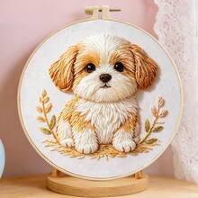 療癒系 3D 卡通貓狗手工刺繡套件，馬卡龍牛奶貓/花朵橘貓/小麥小狗，適合初學者 DIY 刺繡，臥室、窗台、書桌、客廳裝飾飾品，送給好友與女孩的貼心生日禮物 - 多色 - 查看 7