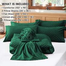 Zzlpp - 7 Piece Complete Duvet Set, Cream Tufted Bed In A Bag With Duvet And Sheets, All Season Boho Bedding Set With 1 Duvet, 2 Decorative Pillowcases, 2 - 翠綠色 - 查看 5