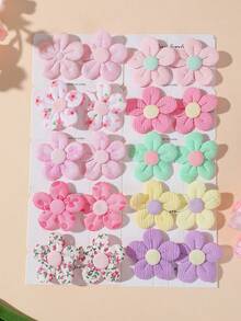 20pcs Girls Multi-Color Artificial Flower Hair Clips Alligator Hair Clips Women Side-Swept Hair Clips Simple Bangs Clips Sweet Versatile Non-Damaging Hair Accessories Suitable For Daily Use And Gifts - Multicolor - View 2
