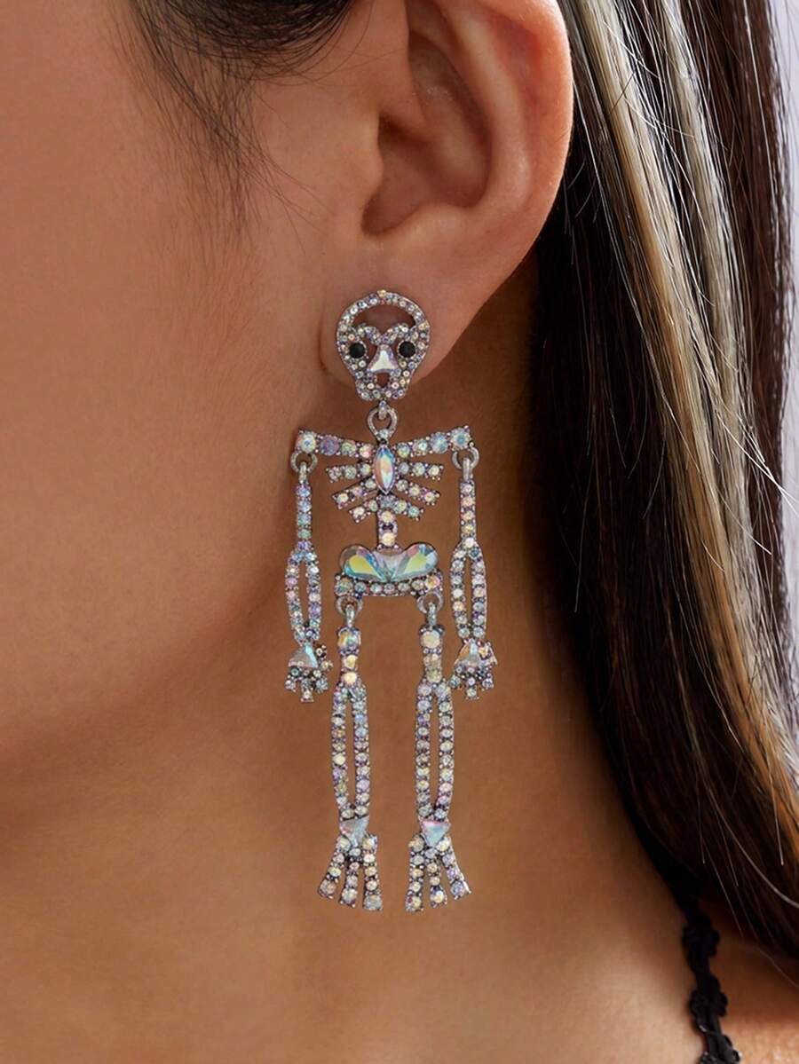2 piezas Pendientes de Corona de Calavera de Halloween - Multicolor - Ver 1