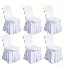 1/6pcs Solid Color Milk Silk Long Dress Style Chair Covers, Washable, Highly Elastic, Easy To Stretch, Suitable For Various Occasions Furniture Protection, Such As Parties, Weddings, Banquets, Events, Catering And Celebrations - Multicolor - View 16