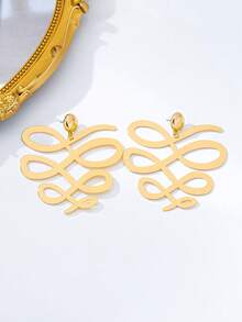 Exaggerated Geometric Line Infinity Symbol Fashion Stud Earrings For Women, Suitable For Party, Banquet And Daily Wear - Yellow Gold - View 4