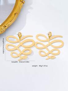 Exaggerated Geometric Line Infinity Symbol Fashion Stud Earrings For Women, Suitable For Party, Banquet And Daily Wear - Yellow Gold - View 5