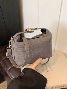 1 Piece Small Polka Dot Print Box Bag, Adjustable PU Zipper Crossbody Bag, Heart-Shaped Tassel Decoration, Fashionable Handbag For Daily Use, Date - 黑色 - 查看 1