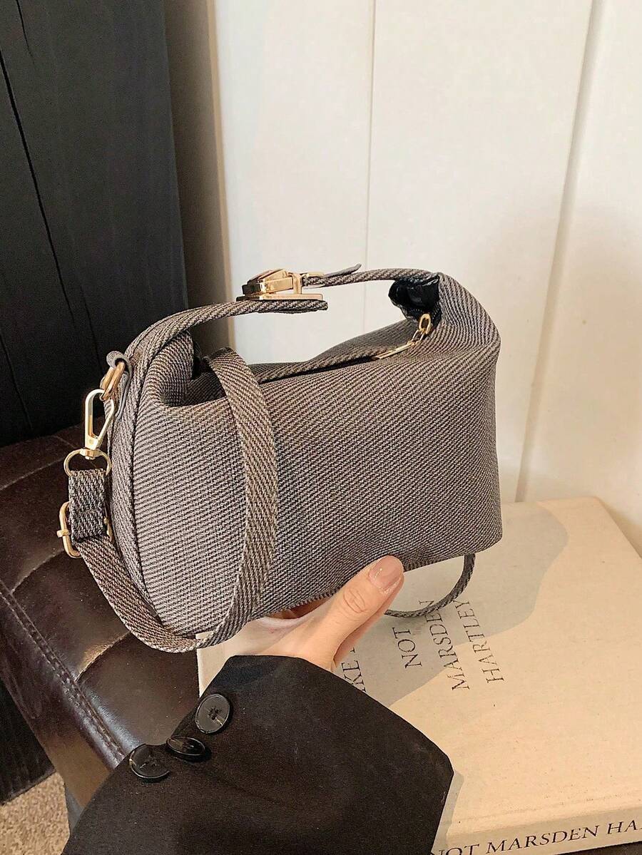 1 Piece Small Polka Dot Print Box Bag, Adjustable PU Zipper Crossbody Bag, Heart-Shaped Tassel Decoration, Fashionable Handbag For Daily Use, Date - 黑色 - 查看 1