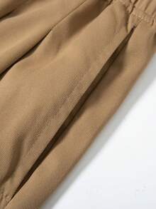 1 Buah Celana Panjang Kargo Kasual Ringan Pria Musim Panas dengan Kantong Samping Besar, Potongan Lurus Longgar, Pinggang Tinggi dengan Tali Serut Elastis untuk Memperampingkan Tubuh - Khaki - View 9