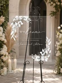 1PC Customizable Photo & Text Acrylic Wedding Welcome Sign, Exclusive Personalized Happy Forever Decorative Plaque, Suitable For Wedding Venue Decor, Wedding Decoration, Wedding Welcome Sign, Customized Wedding Crafts - Multicolor - View 7
