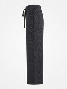 Women's Plus Size Leopard Print Drawstring Straight Leg Long Fabric Pants Vacation - Grey - View 4