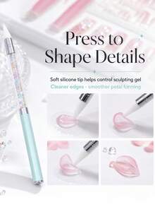 Pincel & Bolígrafo de Puntos, Pincel de Gel de Acero Inoxidable 2 en 1 de Doble Extremo, Herramienta de Corte de Polygel, Adecuado para Gel UV, Extensión de Uñas Acrílicas, Gel de Construcción Rápida, Para Uso en el Hogar y Salón de Uñas Profesional - Multicolor - Ver 2