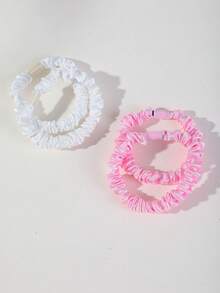 719pcs Girls Autumn/Winter Pink Plush Hair Scrunchies With Pink Pom Poms, Large Cute Princess Hair Ties, High Elasticity Durable Non-Damaging Hair Bands, Small Rubber Bands, Large Plush Hair Claw, Suitable For Daily Use - Multicolor - View 6