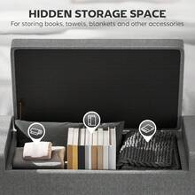 36 Inch Storage Cabinet, Cabinet Style Bench With Lifting Platform And Rubber Wooden Legs, Linen Cushioned Entrance Seats For Living Room And Bedroom, Can Hold 330 Pounds, Gray - Grey - View 5